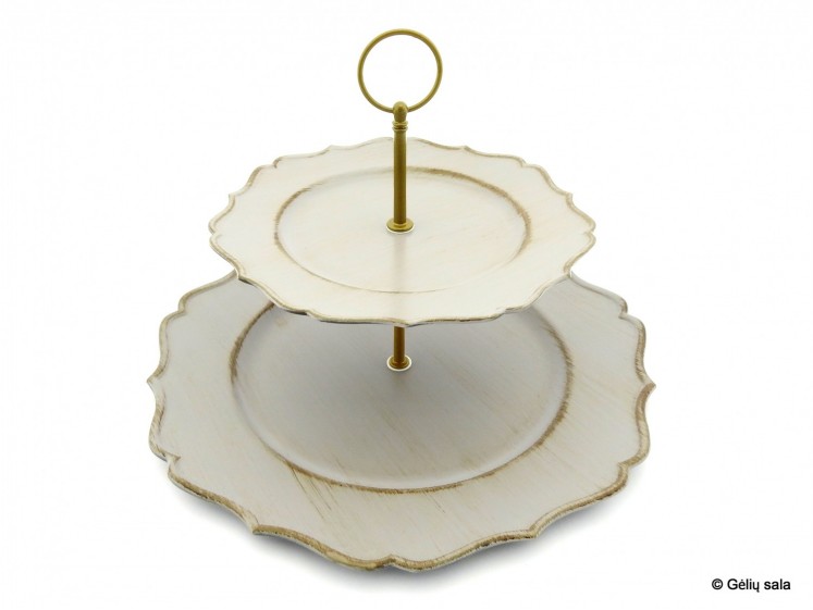 Plastic cake plate anti grey with gold rim