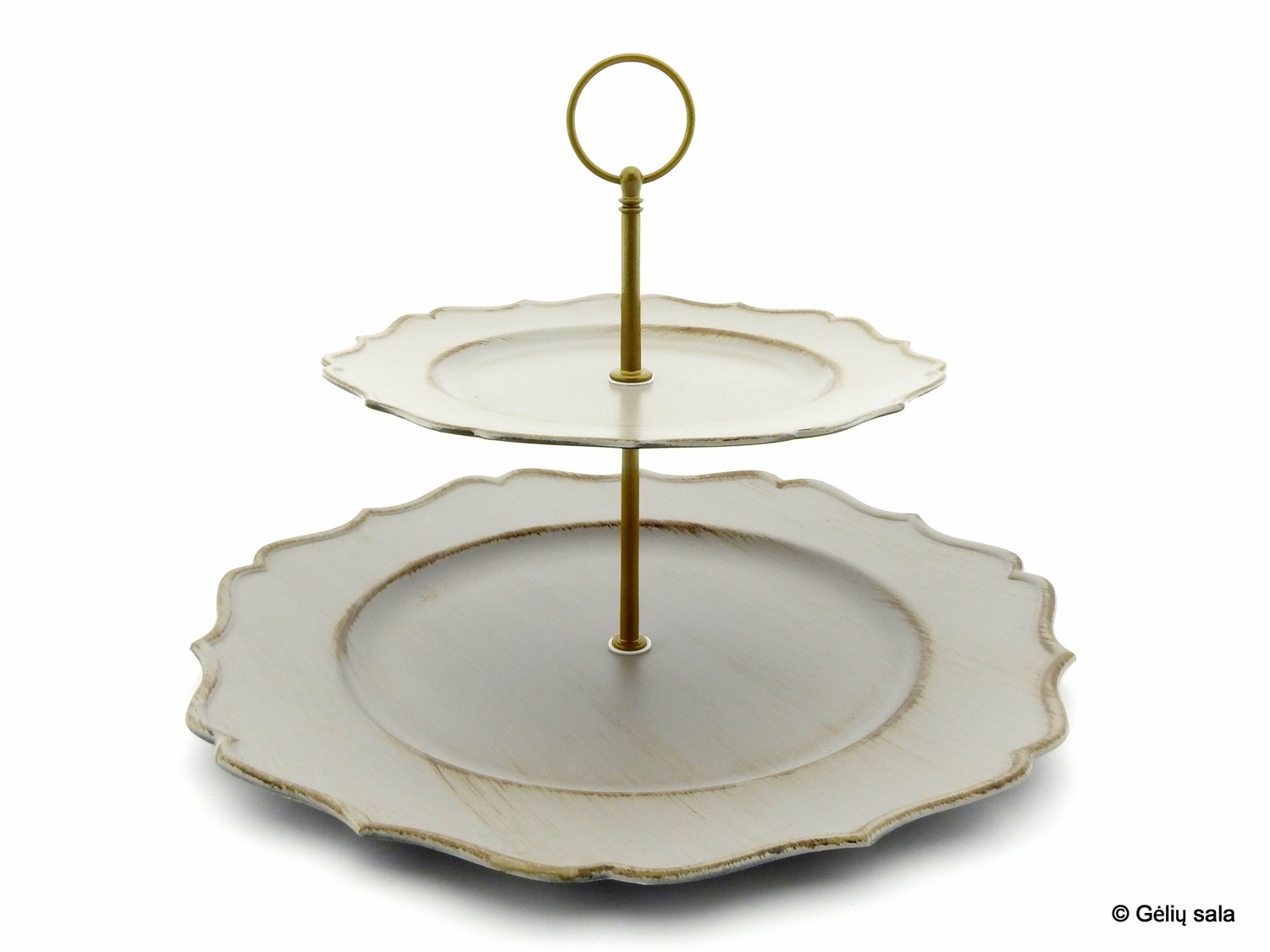 Plastic cake plate anti grey with gold rim