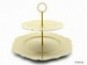 Plastic cake plate champagne with gold rim