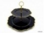 Plastic cake plate black with gold rim