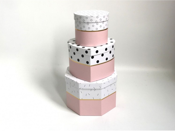 Gėlių Dėžutė 3dalių rožinė