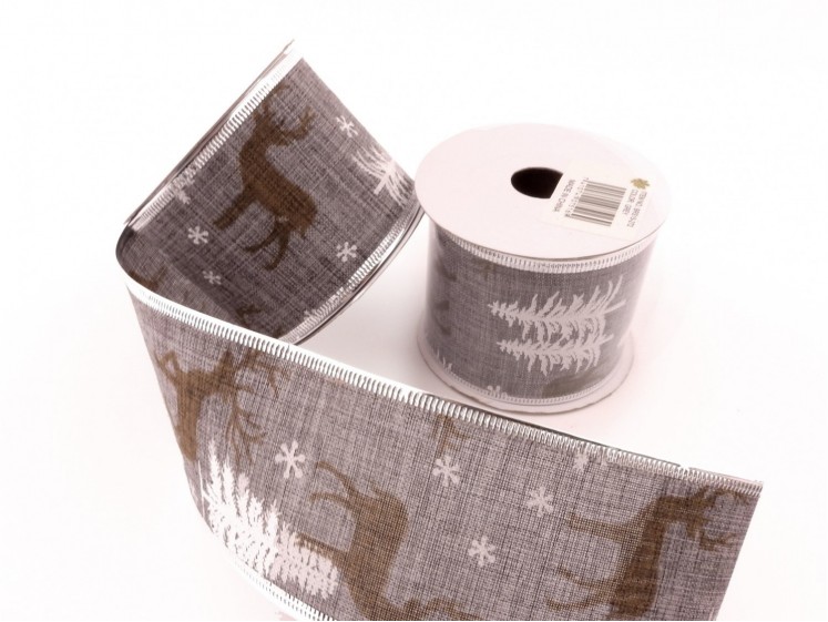 Ribbon with deer GREY