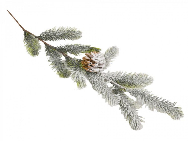 Snowy Branch With Pine Cone