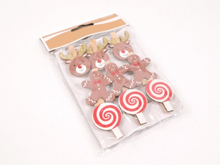 Wooden Clips "Xmas"