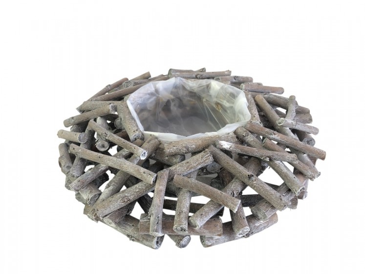 Braided basket made from twigs