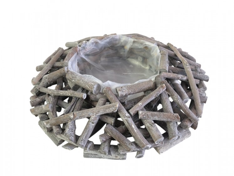 Braided basket made from twigs